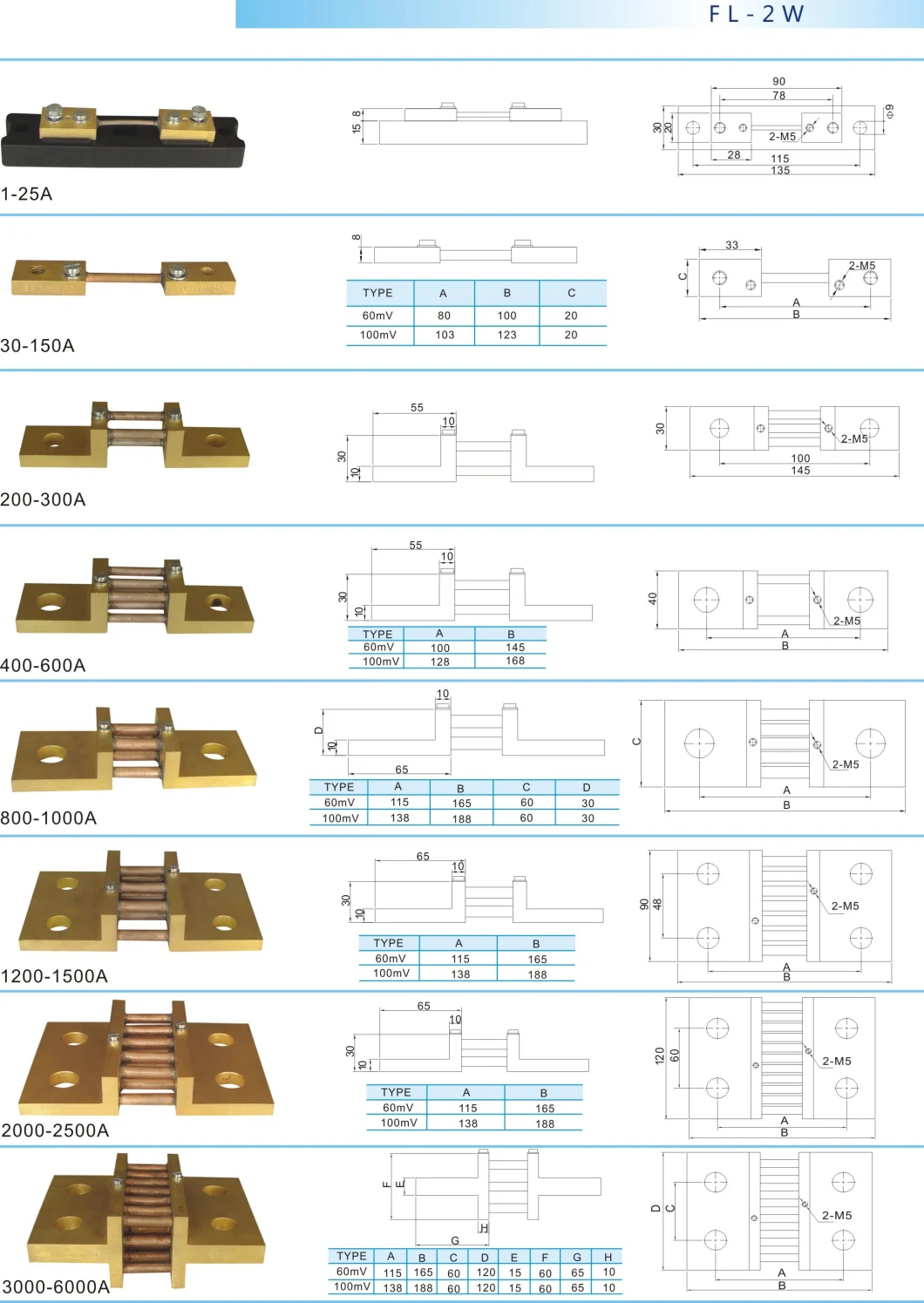 High Precision DC Current Shunt 200-300A 60mv