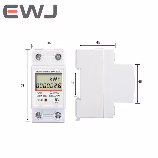 Approbation MID Monté sur rail DIN 1p2w Entrée directe Chargeur domestique EV Compteur d'énergie